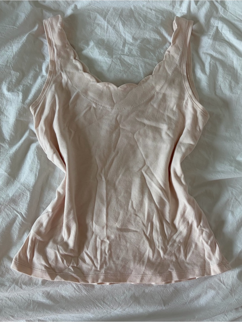 J. Crew Scallop Neck Tank Top in Pale Blush Pink